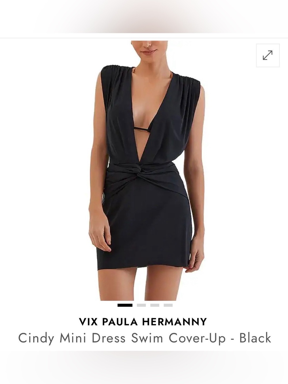 VIX PAULA HERMANNY Cindy Mini Dress Swim Cover-Up - Black size medium
